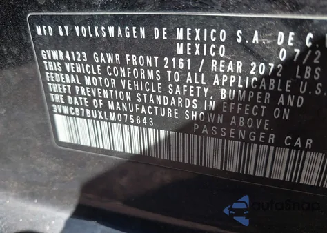 2020 Volkswagen Jetta 1.4T R-Line/1.4T S/1.4T Se z USA, uszkodzony, nr VIN 3VWCB7BUXLM075643